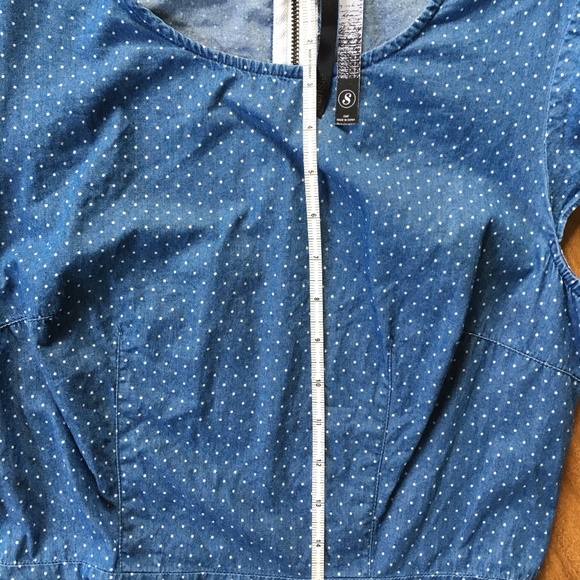 Kensie Chambray Polka Dot Peplum Retro Pin-Up Top S - Picture 13 of 13